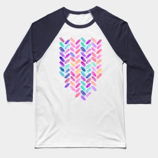 Rainbow Herringbone Watercolor Oblongs Baseball T-Shirt